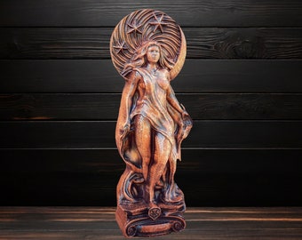 Selene Moon Goddess Luna Norse Goddess Selene Moon Goddess Pagan Statue Wicca Statue Moon Statue Moon Witch Selene Wood Figure Wicca Altar