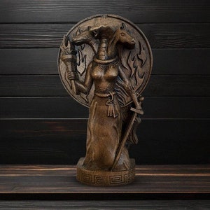 Hecate Statue Hecate Greek Goddess Hekate Figure Pagan Statue Wicca Goddess Wooden Hecate Ancient Greece Witchcraft Triple Goddess Statue