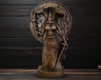 Hecate Statue Hecate Greek Goddess Hekate Figure Pagan Statue Wicca Goddess Wooden Hecate Ancient Greece Witchcraft Triple Goddess Statue