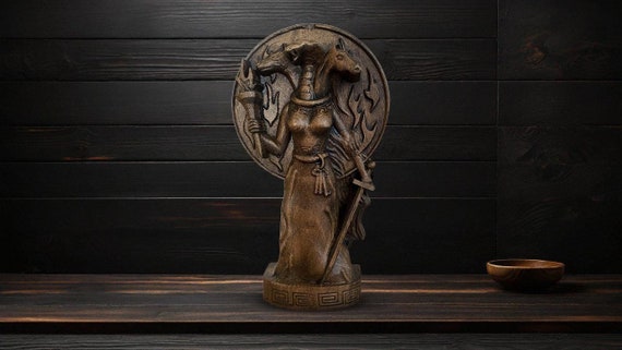 Hecate Statue Hecate Greek Goddess Hekate Figure Pagan Statue Wicca Goddess Wooden Hecate Ancient Greece Witchcraft Triple Goddess Statue