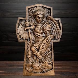 St.Gabriel Statue Archangel Gabriel Altar Statue Archangel Wood Statue Archangel Saint Gabriel Sculpture Wooden Statue Religious Holy Altar