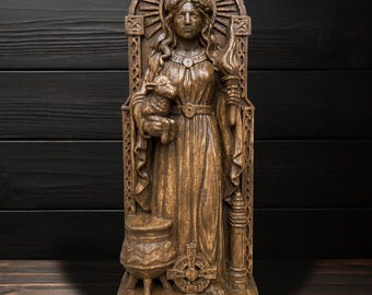 Estatua de la diosa irlandesa Brígida, figura celta de Imbolc, figura de Brígida, decoración de altar, deidad irlandesa, escultura ritual druida, mitología irlandesa