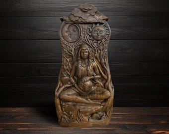 Goddess Gaia Wooden Statue Divine Feminine Goddess Figurine Earth Goddess Statue Fertility Altar Goddess Mother Goddess Figurine Mother Gaia