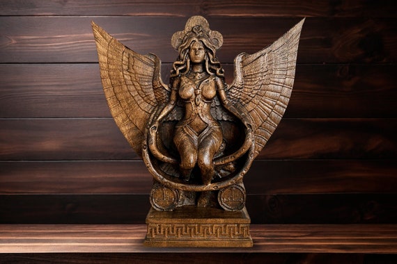 Lilith Statue Handcrafted Wooden Statue of Goddess Lilith Lilith Dark Goddess Inanna Ishtar Ancient Sumerian Goddess Gothic Satanic Decor