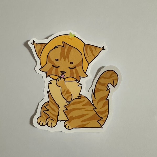 3 pc Ginger Cat Wearing a Orange Hat |Gift Stickers| Handmade Stickers