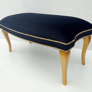 Hallway Bench Black velvet glamorous bench for the hall Bench Footstool Pouf Seat HAND MADE New Ottoman Original Upholstered