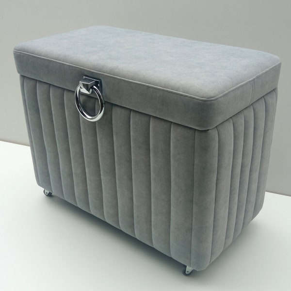 Coffre de rangement gris panier à linge coffre rembourré et boîte de rangement