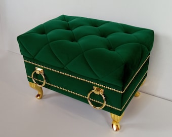 Hallway bench, HANDMADE bench with storage, Upholstered pouffe with seat and storage