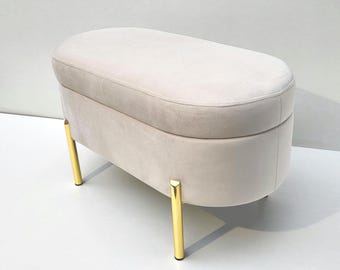 Oval bench pouffe with storage Velvet