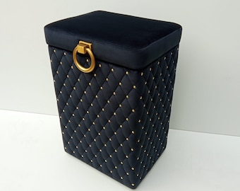 Laundry basket chest underwear Glamour black quilted