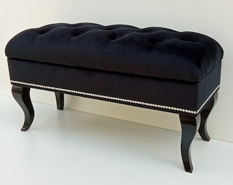 Chesterfield bench, bedroom bench, bed bench, upholstered bench,, deeply quilted, HANDMADE, shoe bench
