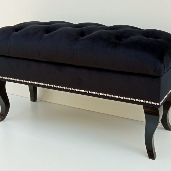 Banc Chesterfield, banc de chambre à coucher, banc de lit, banc rembourré, profondément matelassé, FAIT MAIN, banc à chaussures