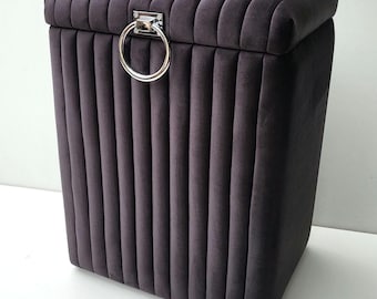 Laundry basket chest underwear Glamor black stripes silver door knocker