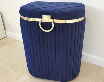 Trunk, laundry basket, underwear box, Glamor navy blue clothes container, storage compartment