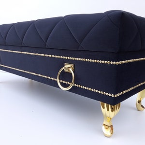 Caro glamor bench pouffe hall bench HANDMADE bench with storage, Upholstered pouffe with seat and storage