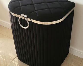 Trunk, laundry basket, underwear box, Glamor black clothes container, storage compartment