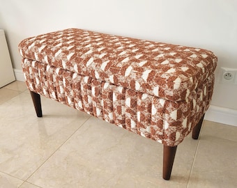 Boucle Bench Pouf with storage Upholstered furniture Handmade Pouf Hallway KLARA