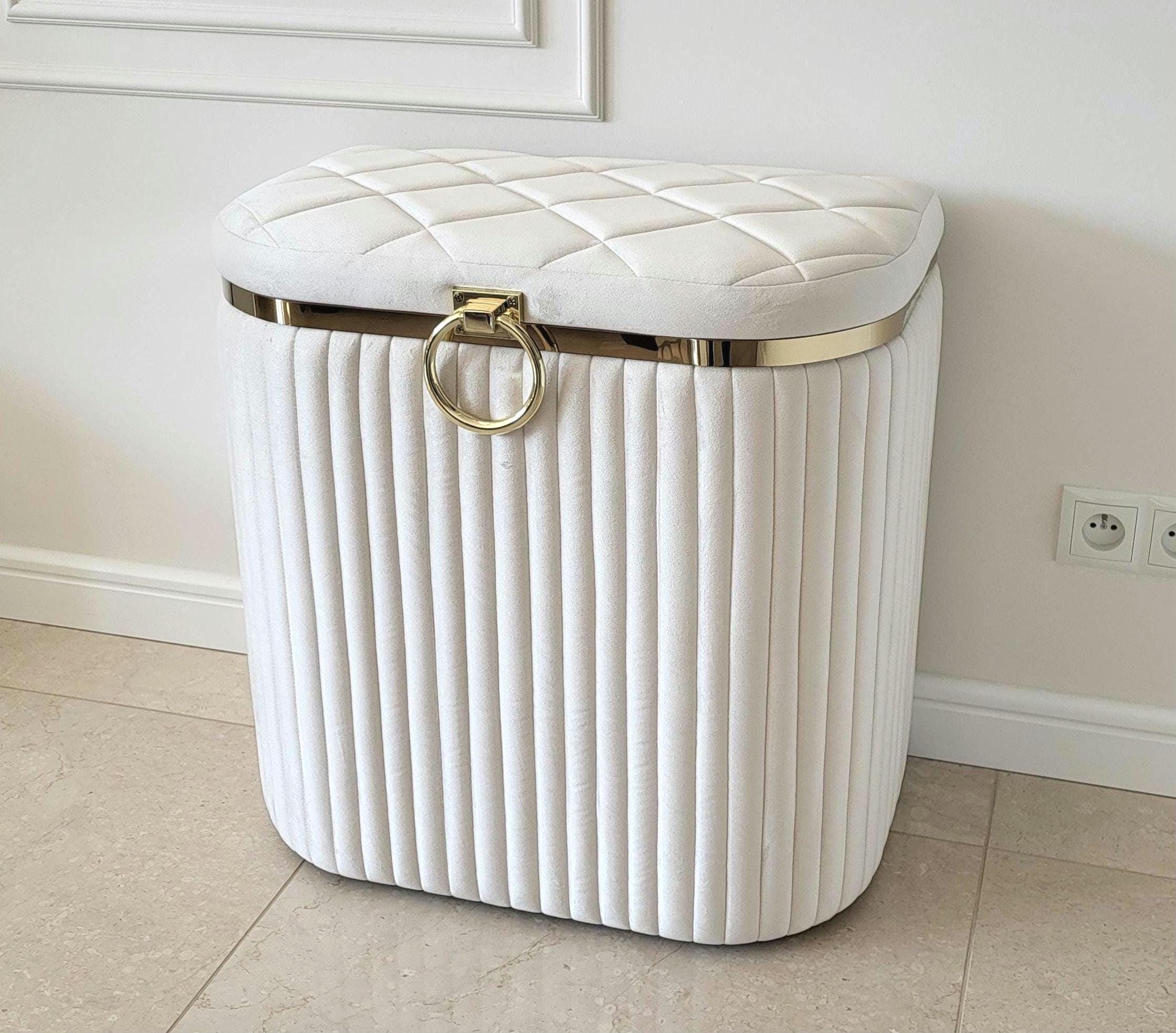 Cesto In Cotone Biologico Con Manici In PU - Contenitore Per Giocattoli, Panni, Biancheria, Decorazione Bagno E Soggiorno, 38x38x28 Cm