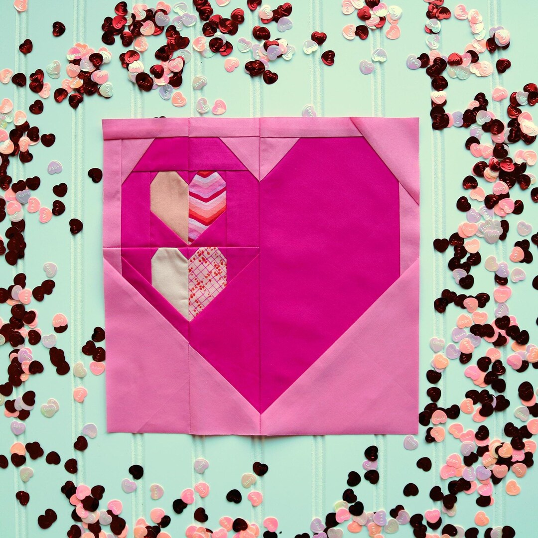 Triple Heart Foundation Paper Piecing Quilt Block Pattern Valentine's ...