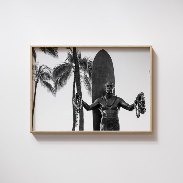 Duke Kahanamoku Wall Art, Waikiki Beach, Hawaii Wall Art, Hawaii Poster, Hawaii Photography Digital Download