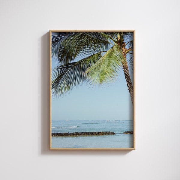 Kūhiō Beach Photo, Waikiki Beach Wall Art, Digital Download, Hawaii Photography