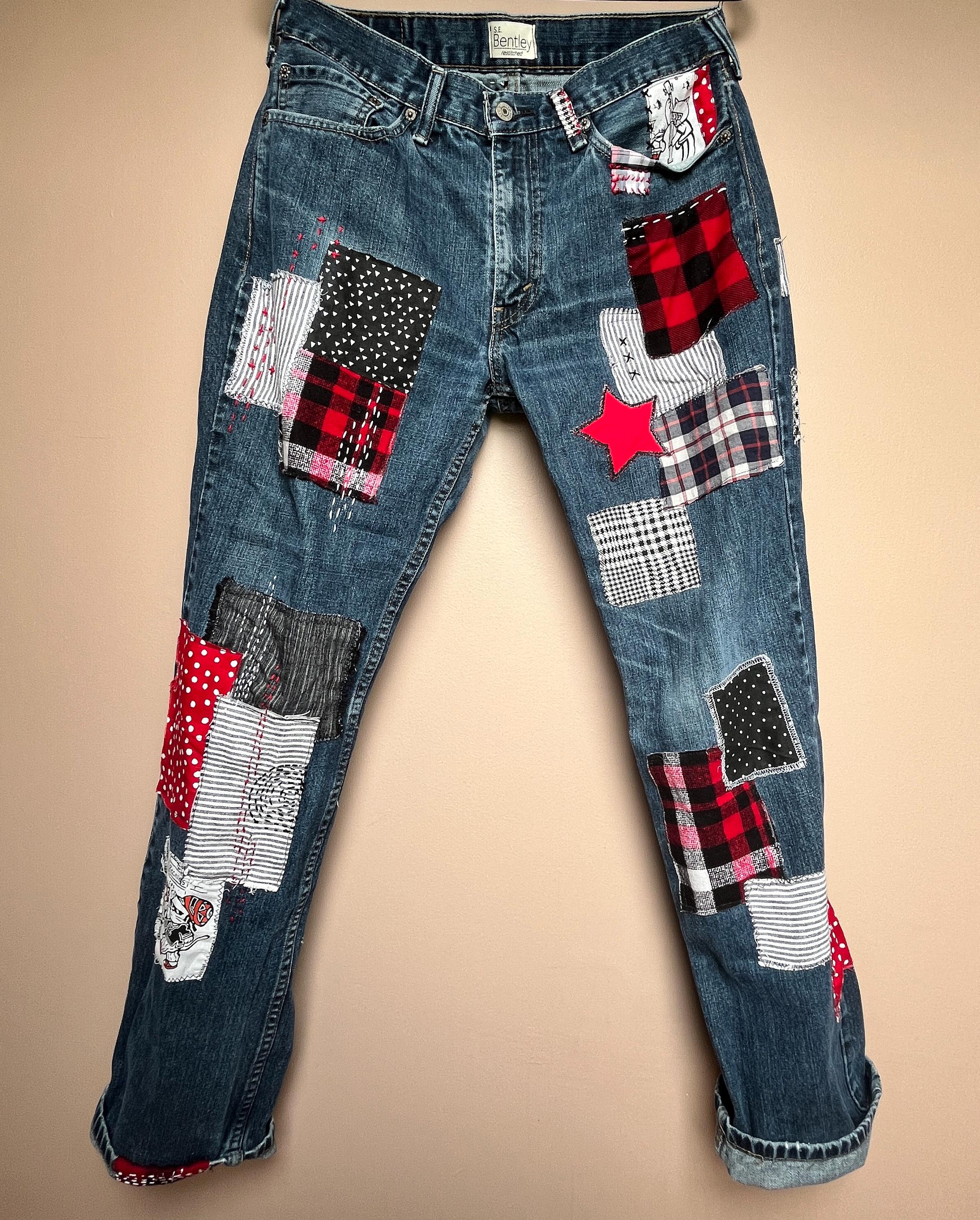 Patched Jeans - Etsy