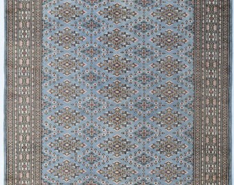 Handgefertigter Teppich aus Wolle in Grau und Beige: 160x220cm Handgefertigter Boho Teppich