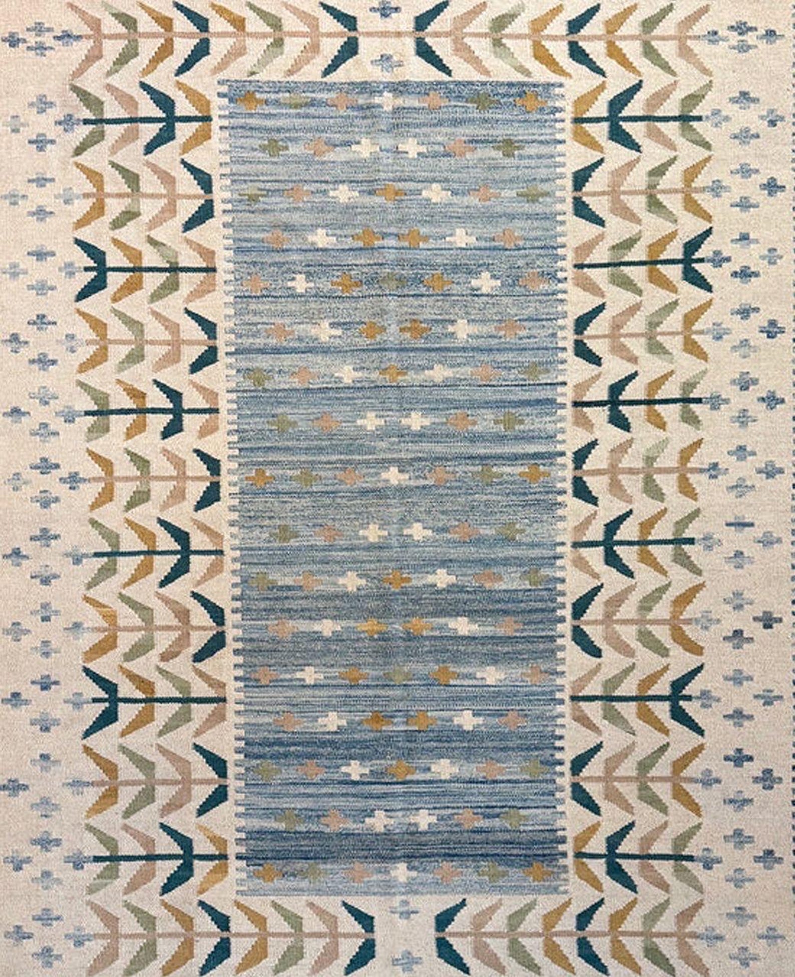 Fresh Look at Handwoven Wool Kilim Rug Scandinavian Geometric Design Custom Made