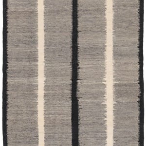 Custom Handwoven Modern Kilim Rug, Natural Wool Flat weave Runner, minimalist decor rug, foyer kilim rug, black & brown made to order rug