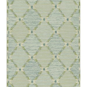 Personalized Handwoven wool Rug, Made to Order scandinavian Kilim Area Rug, Minimalist Green & blue kilim rug Marianne Richter inspired Rug
