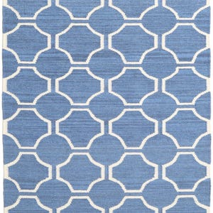 Handmade modern wool kilim rug, geometric rug, blue living room boho decor,Swedish custom rug, Made to order minimalist flatweae kilim rug,