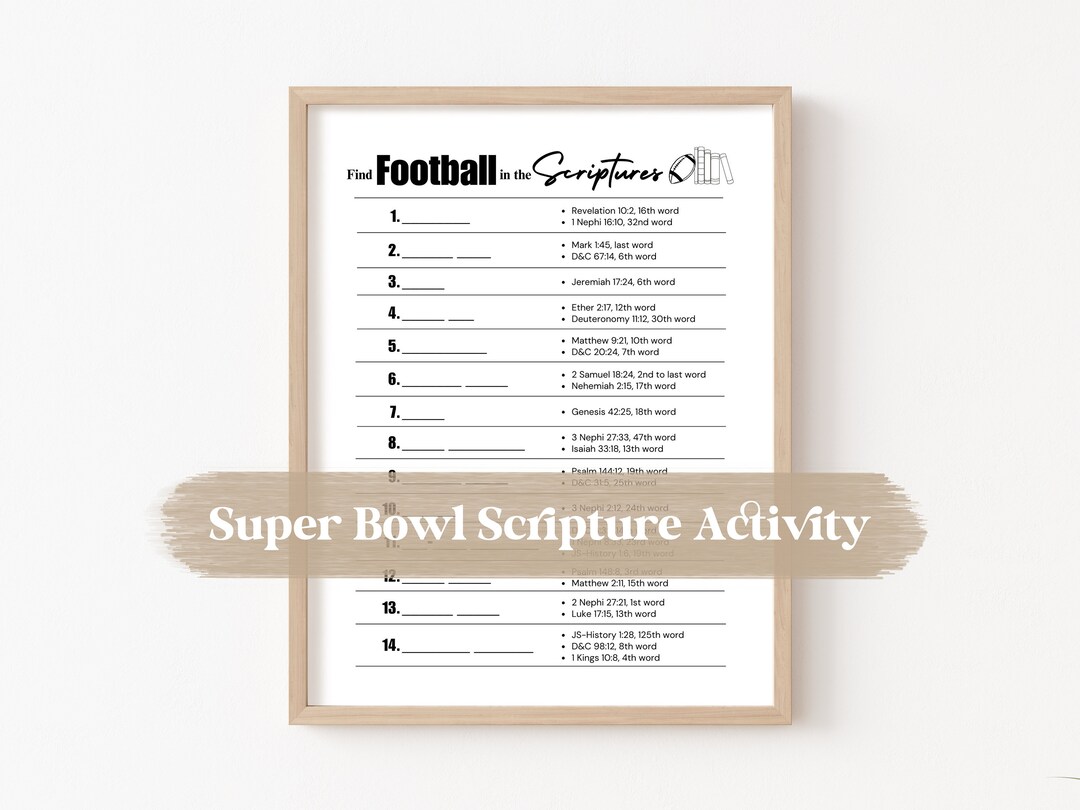 Super Bowl Scripture Activity Football Term Scripture Scavenger Hunt