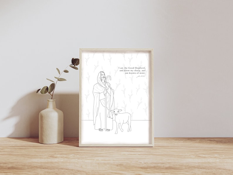 Good Shepherd Coloring Page | Jesus Christ With Lamb | Missionary Gift ...