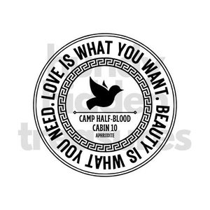 Percy Jackson - Acampamento Meio-Sangue Cabine 10 - Afrodite - Lema - Arquivo SVG e PNG