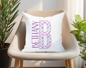 Purple Gray Chevron Suede Square Pillow - Lilac Pillow - Cover AND Insert - Teen Room - Nursery Pillow Decor - Childs Room - Travel Pillow