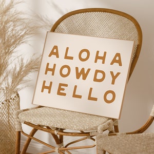 Aloha Howdy  Coastal Cowgirl Wall Art Print Modern Western Wall Art Coastal Cowgirl Aesthetic Trendy Printable Wall Art