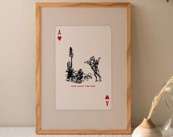 Desert Playing Card Print, Cowboy Wall Art, Western Poster Print, Playing Card Poster, Vintage Western Print, Ace of Hearts Instant Download