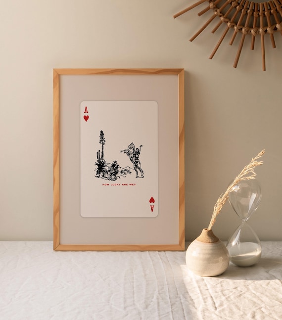 Desert Playing Card Print, Cowboy Wall Art, Western Poster Print, Playing Card Poster, Vintage Western Print, Ace of Hearts Instant Download