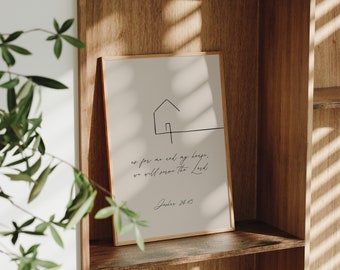 Quant à moi et ma maison, nous servirons le Seigneur Joshua 24 Wall Print Boho Minimalist Decor Christian House Art Joshua 24:15