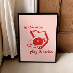 Groovy Music Wall Art Play It Twice Record Player Poster Retro Print Gift Music Lover Home Trendy Gift