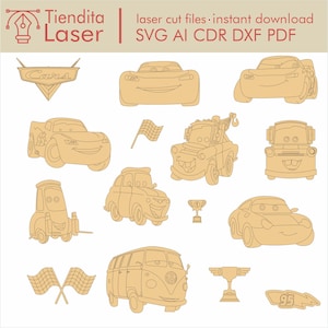 Samochody Laser Cut Plik Wektor / dxf cdr svg ai pdf / natychmiastowe pobieranie
