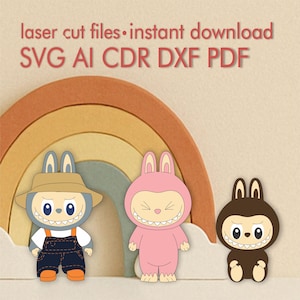 Labubu lasergesneden vector - SVG DXF CDR-bestanden voor graveren en scoren - digitaal bestand voor lasersnijmachines