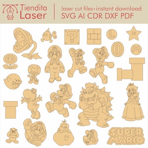 マリオルイージ レーザーカットファイル ベクター / dxf cdr svg ai pdf / 即時ダウンロード