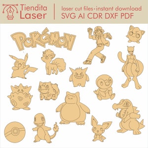 Arquivo de corte a laser Pokémon vetorial / dxf cdr svg ai pdf / download instantâneo