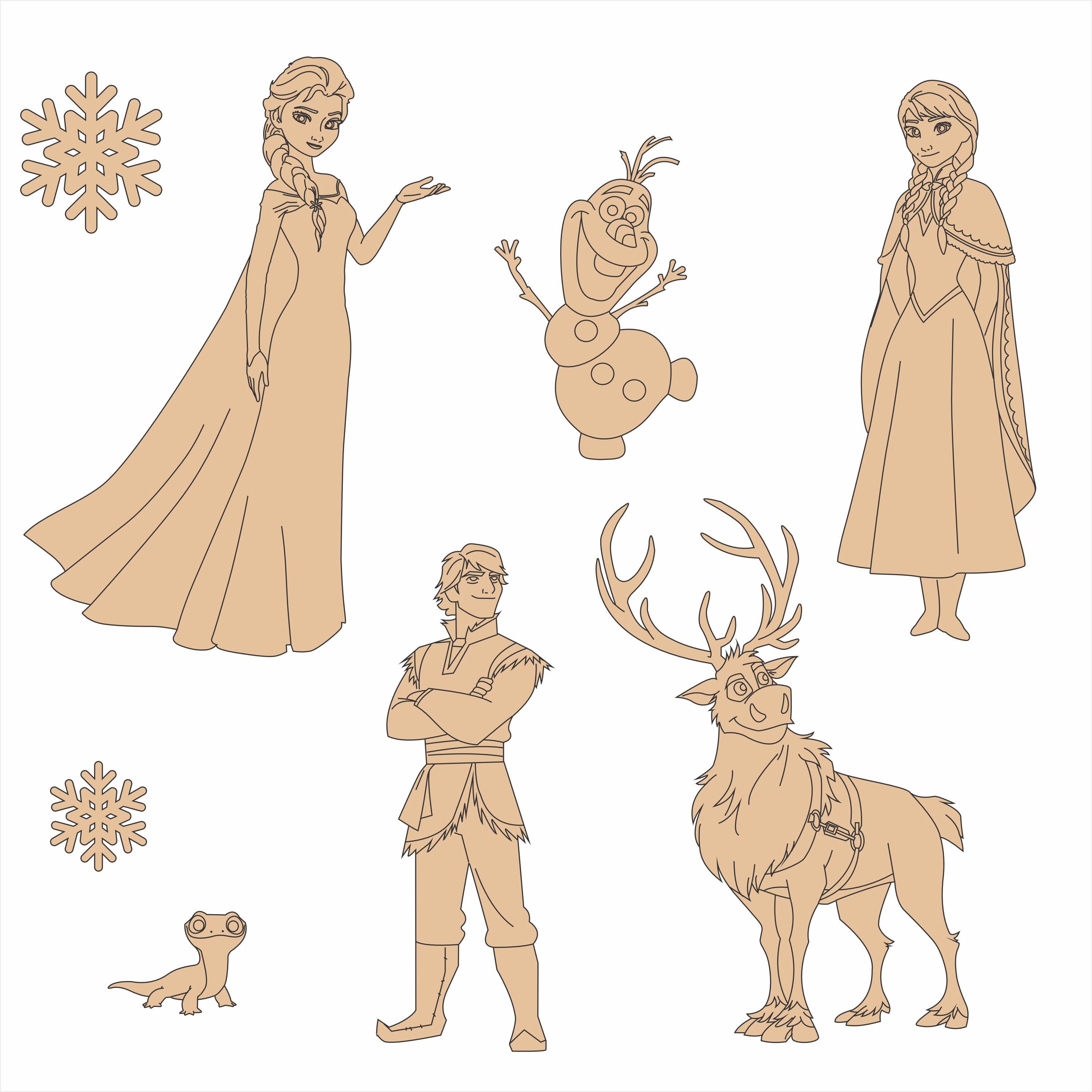 Frozen Characters Laser Cut Bundle | Elsa Anna Olaf Sven DXF SVG Files ...