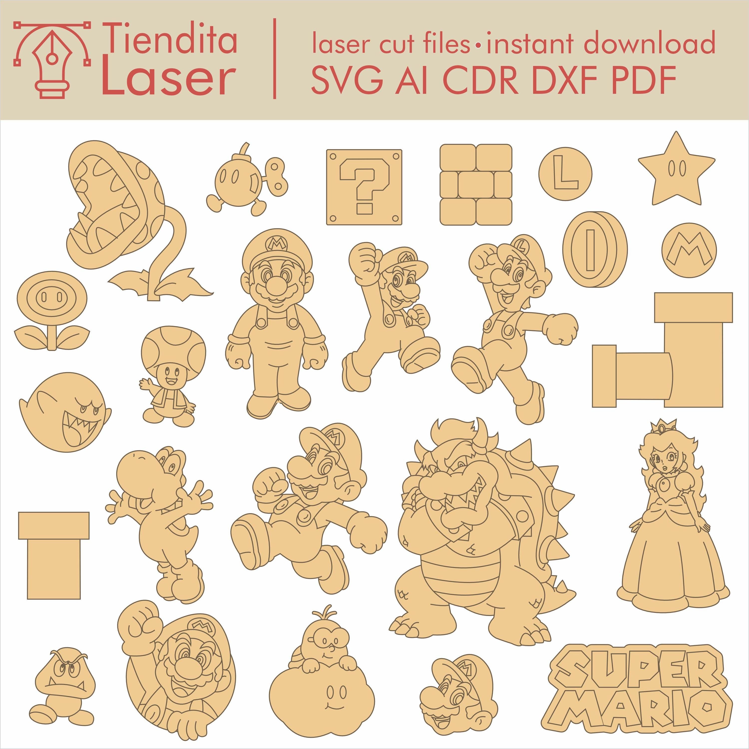 Mario Luigi  Laser Cut File Vector / dxf cdr svg ai pdf / instant download