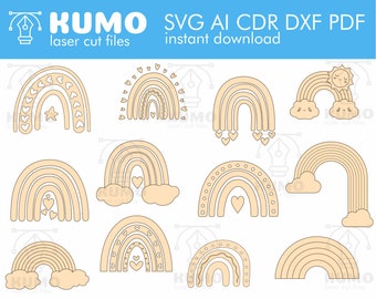 Archivo de corte láser arco iris / Dxf Svg Ai Eps Pdf Cdr / Descarga instantánea