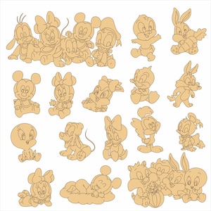 Cartoon Babies Friends Mouse Rabbit Duck Laser Cut File Vector / dxf cdr svg ai pdf / instant download