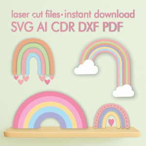 Archivo de corte láser arco iris / Dxf Svg Ai Eps Pdf Cdr / Descarga instantánea