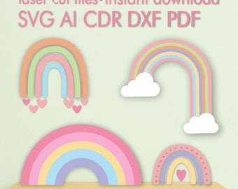 Archivo de corte láser arco iris / Dxf Svg Ai Eps Pdf Cdr / Descarga instantánea